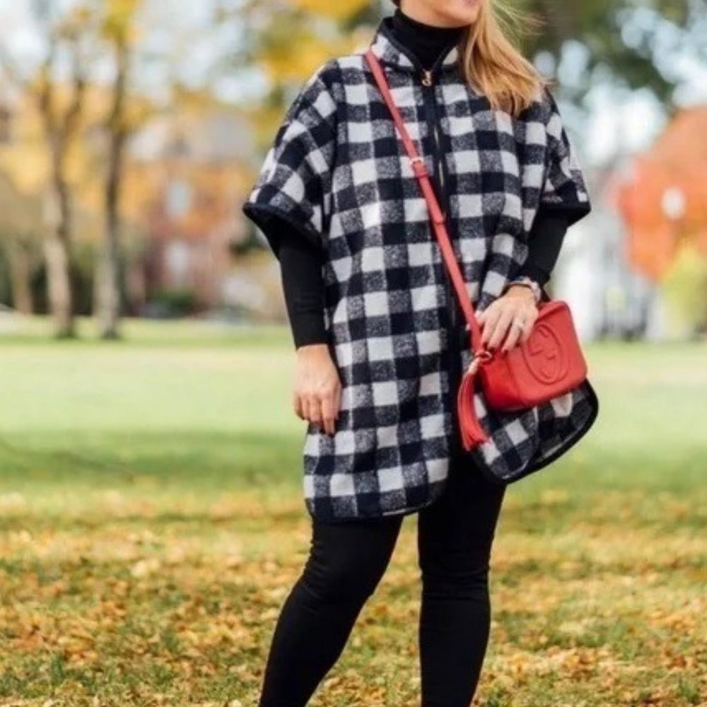 Draper James Buffalo Plaid Cape Coat